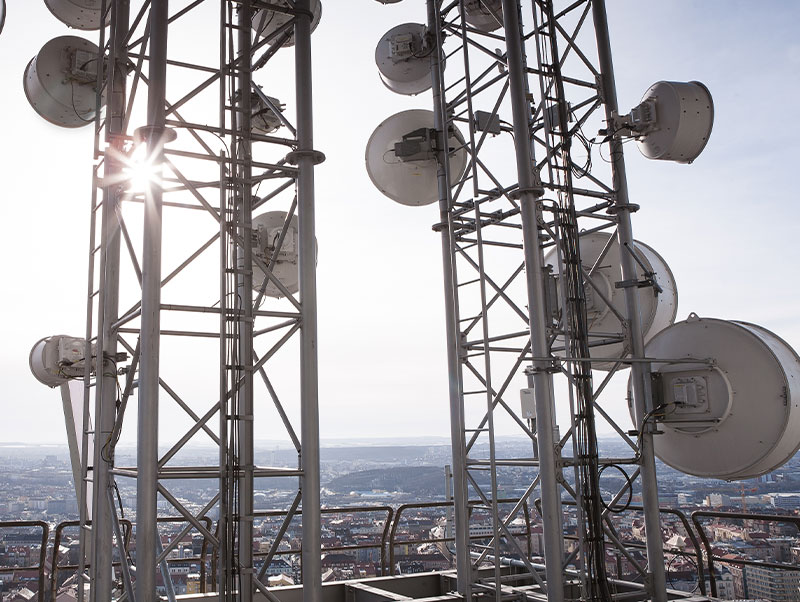 Telecom tower looking majestic against expanse of sky